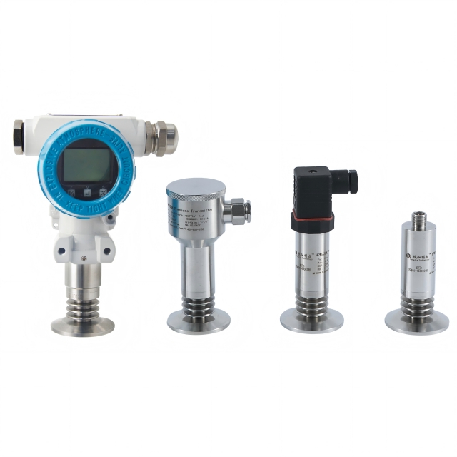 HPM720 1,5 '' 2 '' émetteur de pression hygiénique à diaphgramage plat tri-clamp avec ailettes de refroidissement personnalisées