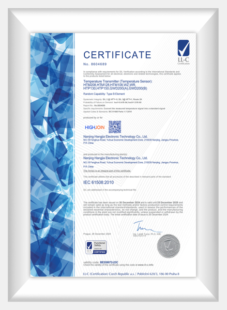 Transmetteur de temp&eacute;rature SIL (capteur de temp&eacute;rature)